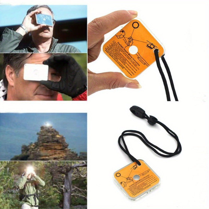 Emergency Survival Reflective Signal Mirror - Durable PP, Ideal for Hiking & Camping, Essential First Aid Gear