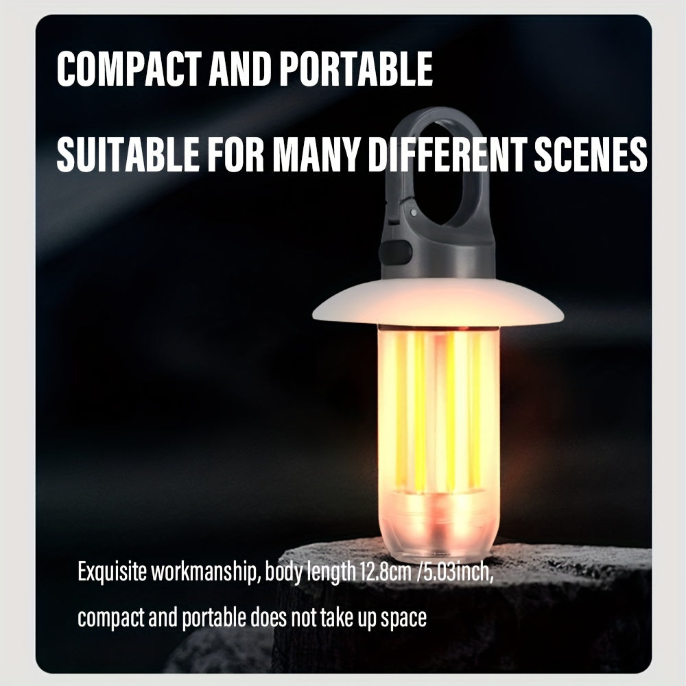 Super Bright LED Camping Light, Rechargeable Flashlight, Outdoor Portable Lantern With Hook, 5 Modes, Long Battery Life, Suitable For Camping, Hiking, Night Fishing, Adventure, Etc.