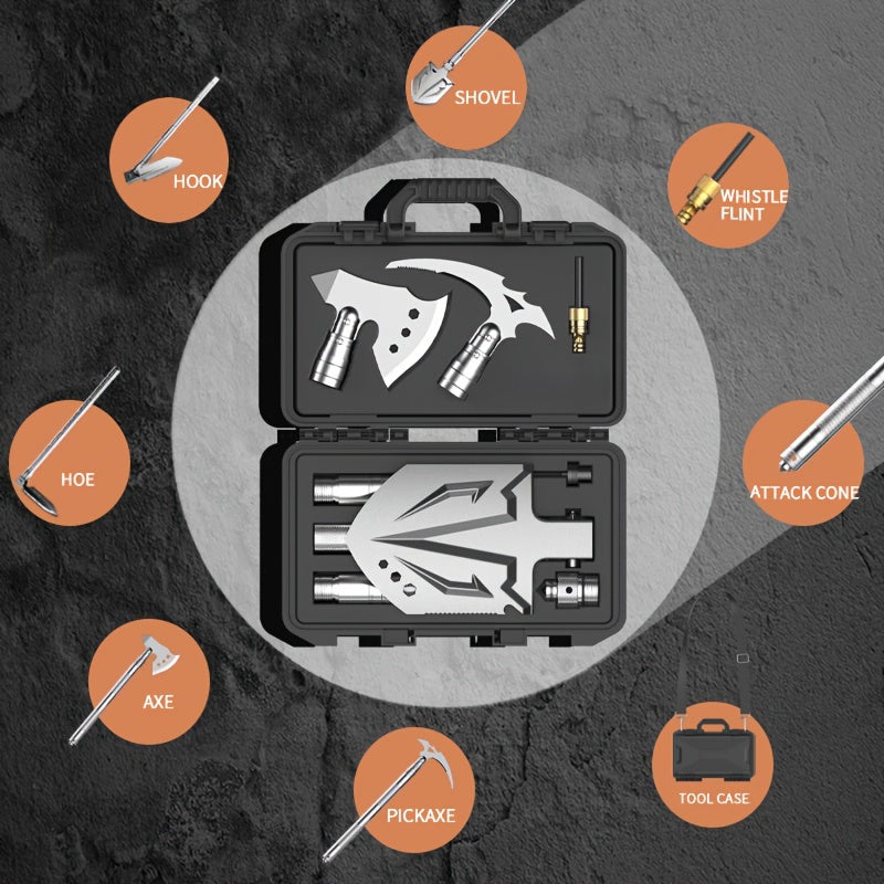Survival Axe & Shovel Tool Kit, Multifunctional Camping Gear Set, Emergency Shovel For Trenching, Digging, Cutting, With Carry Case