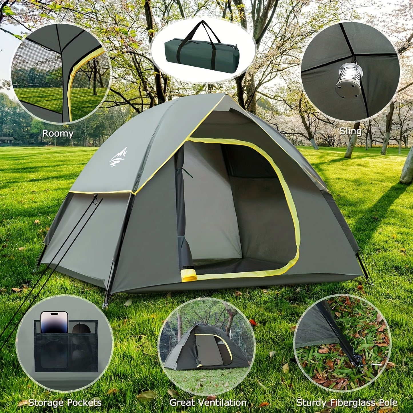 Camping Tent, 2-5 People Tents for Camping with Shelter, Family Dome Easy Set Up Tent with Removable Rainfly, Lightweight Tent for Camping, Traveling, Hiking, Outdoor
