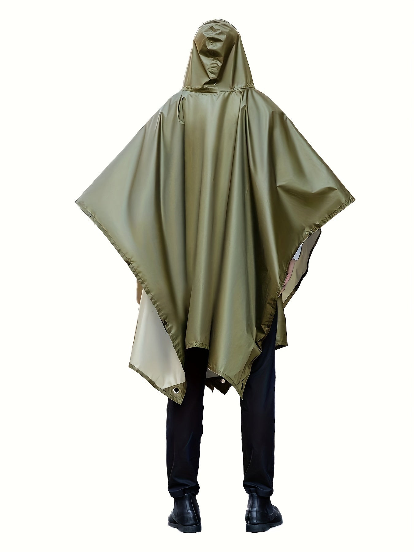 Men's Casual Solid Waterproof Hooded Raincoat, Long Sleeve Hooded Rain Poncho Jacket, Mans Rainsuit Outdoor