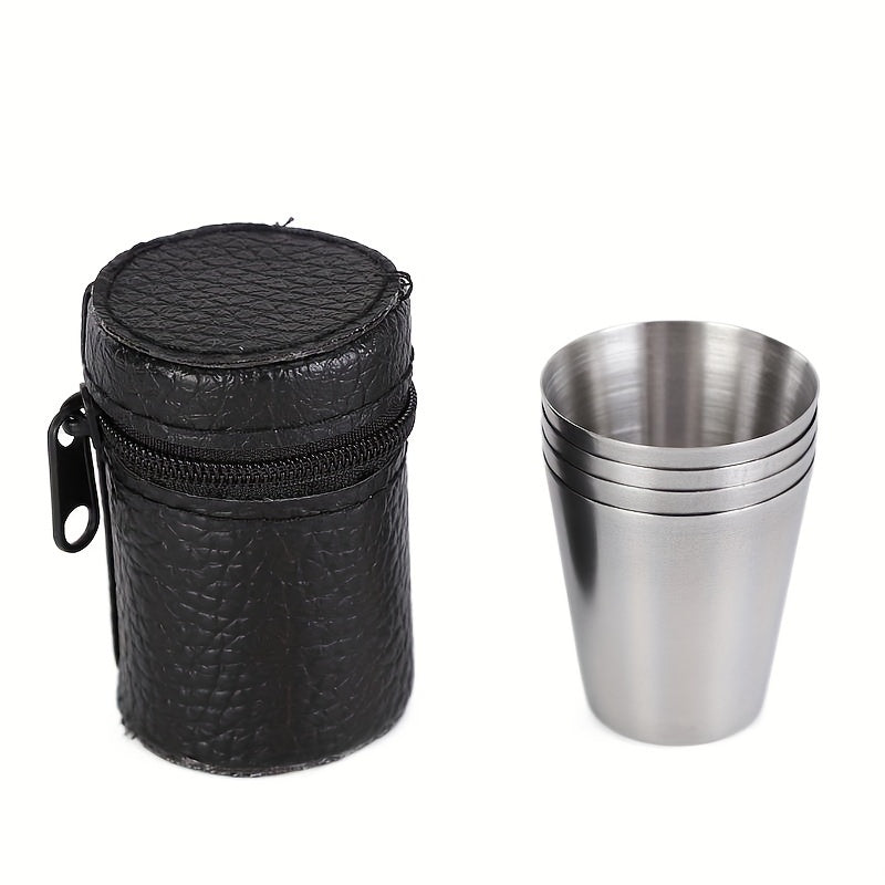 4pcs/set 1/2.4/5.7oz Stainless Steel Water Cups, Unbreakable And Stackable Metal Cups, Suitable For Party, Outdoor, Hiking, Camping, And Picnic