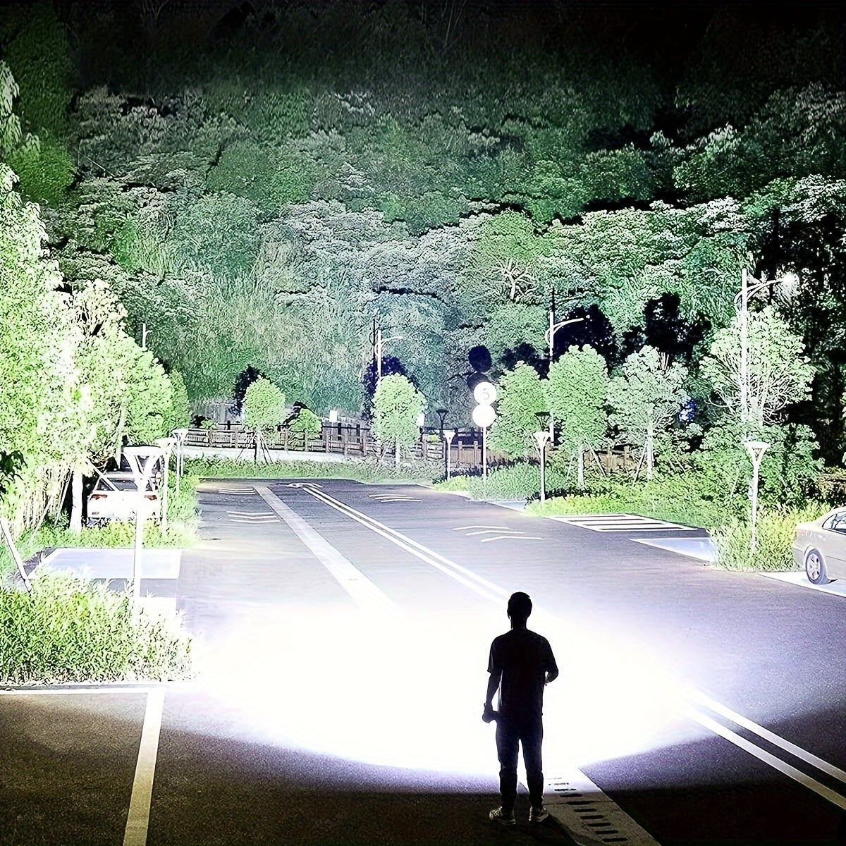 Anyice 1pc Super Powerful Rechargeable Torch Flood Light For Outdoor Camping, Fishing, Aluminum Alloy Head, P70 Lamp Beads