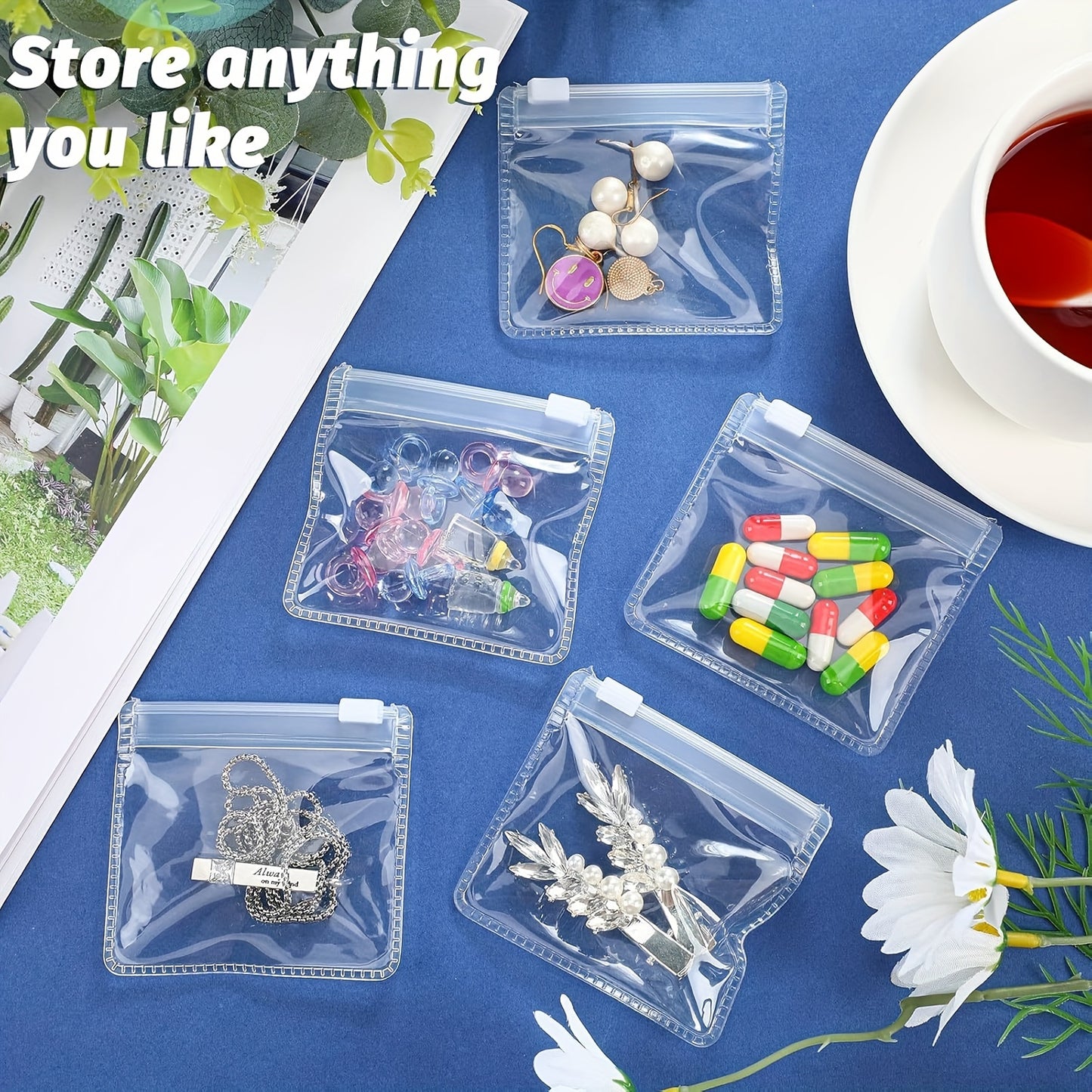 5/10/20pcs Reusable Medicine Bags, Zipper Medicine Bag Set, Lure Bag Jewelry Storage Bag Self-Sealing Drug Storage Device and Travel Accessories, Other (Jewelry Boxes & Organizers)