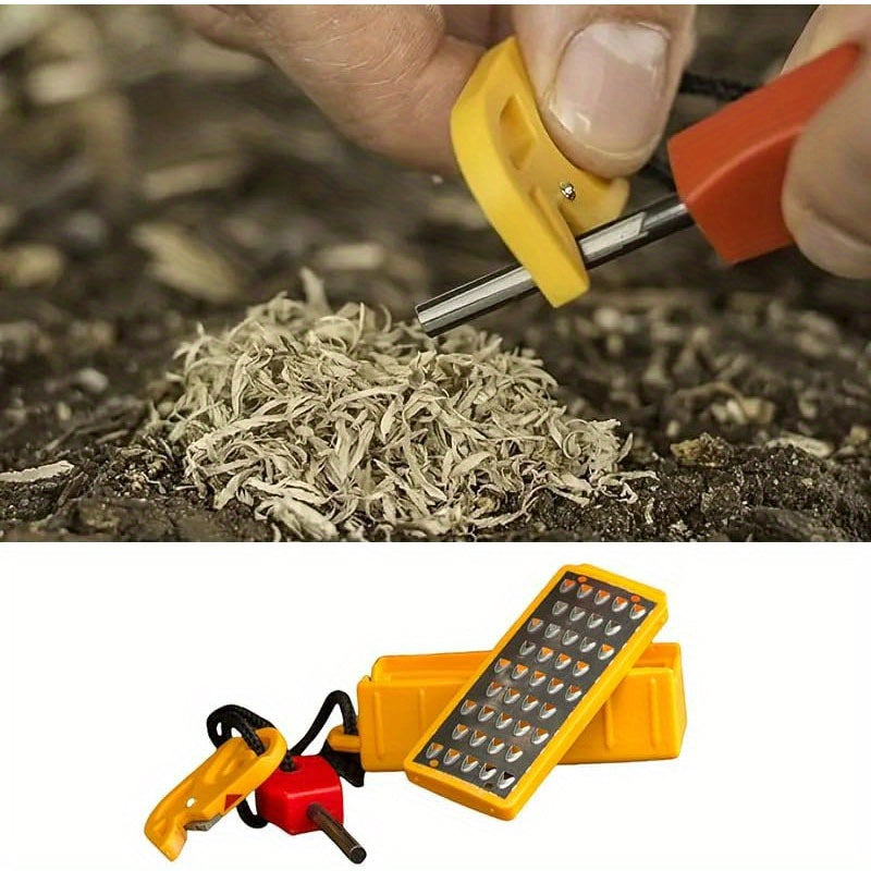Portable Fire Starter Kit with Stainless Steel Wire Saw - Durable Plastic, Ideal for Outdoor Survival & Camping, Includes Lighter and Flint, Essential BBQ Accessory
