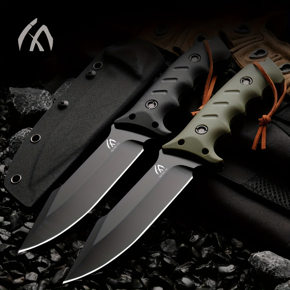 HUANGFU High quality outdoor knives, fixed blades, wilderness survival knives, universal knives, can be used for hiking, exploration, camping, and collecting outdoor activity knives. Men's gifts, folding knives, manual tools