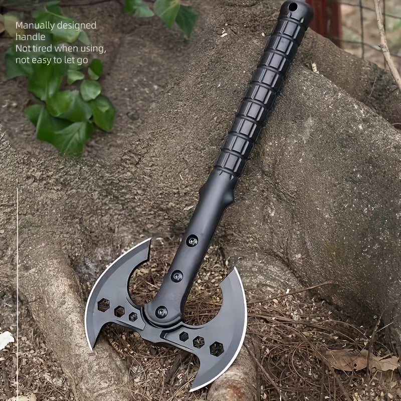 Versatile Stainless Steel Axe with Dual Blades for Firewood Splitting - Perfect for Outdoor, Camping & Picnics
