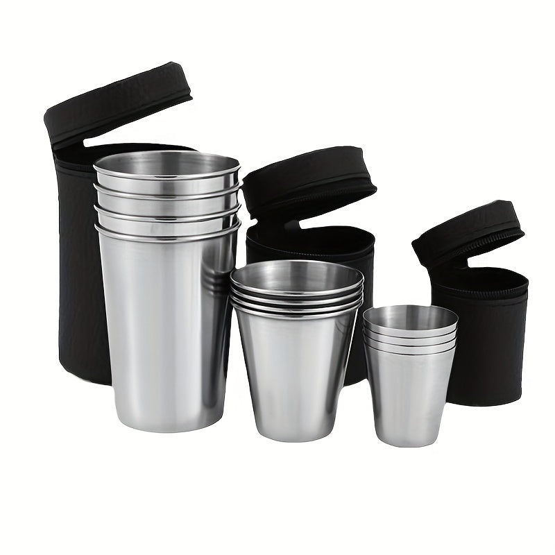 4pcs/set 1/2.4/5.7oz Stainless Steel Water Cups, Unbreakable And Stackable Metal Cups, Suitable For Party, Outdoor, Hiking, Camping, And Picnic
