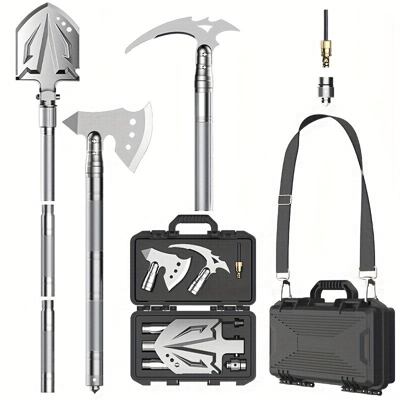 Survival Axe & Shovel Tool Kit, Multifunctional Camping Gear Set, Emergency Shovel For Trenching, Digging, Cutting, With Carry Case