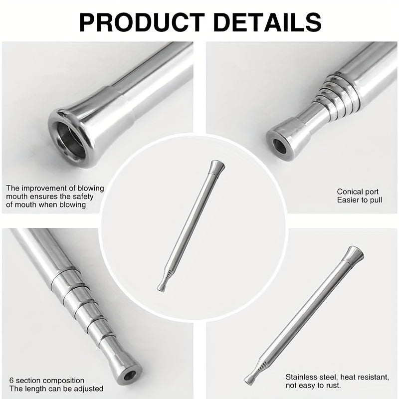 1pc, Fire Blow Pipe, Portable Telescopic Camping Fire Blower, Stainless Steel Pipe Campfire Tool For Outdoor Picnic BBQ Fireplace
