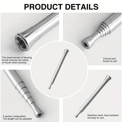 1pc, Fire Blow Pipe, Portable Telescopic Camping Fire Blower, Stainless Steel Pipe Campfire Tool For Outdoor Picnic BBQ Fireplace