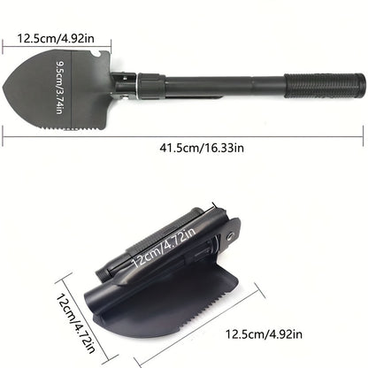 Four In One Multi-functional Folding Shovel For Outdoor Survival And Camping - Durable Stainless Steel With Saw, Pickaxe, And Bottle Opener