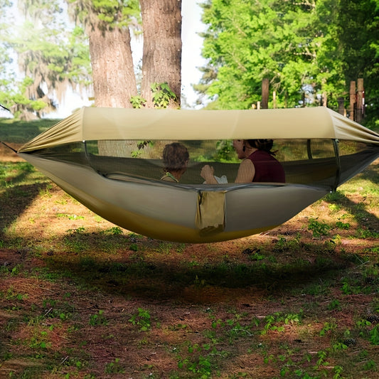 Easy-Setup Double Hammock with Built-In Mosquito Net - Perfect for Travel & Camping, No Batteries Required