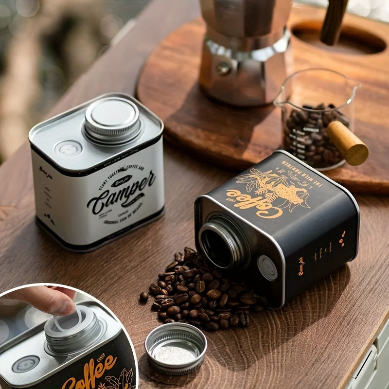 Versatile Airtight Coffee Canister with Lid - Reusable, Washable Metal Jar for Freshness - Perfect for Coffee Beans, Tea & Nuts - Ideal Kitchen & Outdoor Storage Solution