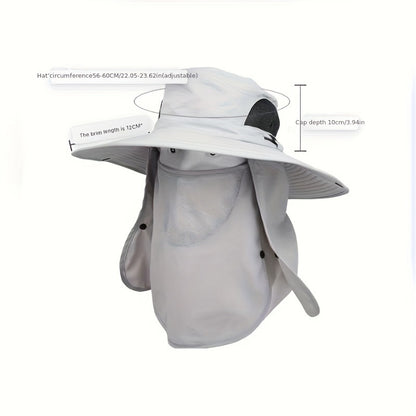 Polyamide Tactical Fishing Hat with Breathable Face Mask & Neck Flap - UV Protection Sun Hat for Outdoor Hiking Sports