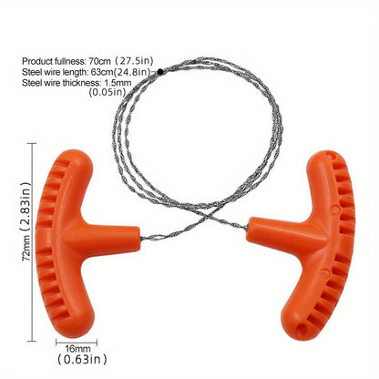 Manual Stainless Steel Pocket Wire Saw - Hand Pull Rope Chainsaw for Survival Gear, Camping, Hunting, Tree Cutting, and Emergency Outdoor Tool