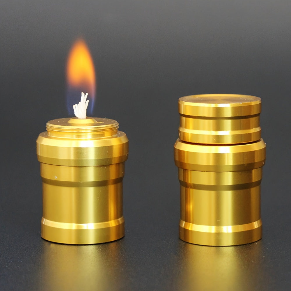 Compact Golden Stainless Steel Kerosene Lantern for Outdoor Adventures - Flameless, Portable, and Safe