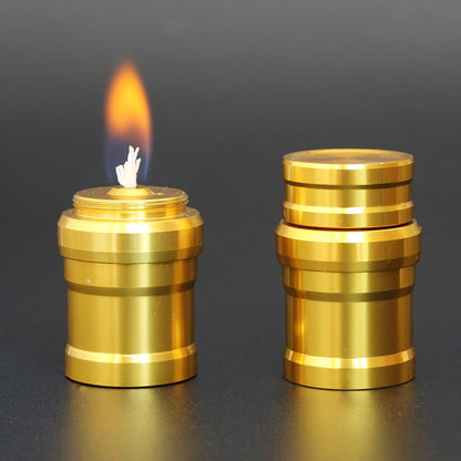 Compact Golden Stainless Steel Kerosene Lantern for Outdoor Adventures - Flameless, Portable, and Safe