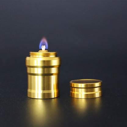 Compact Golden Stainless Steel Kerosene Lantern for Outdoor Adventures - Flameless, Portable, and Safe