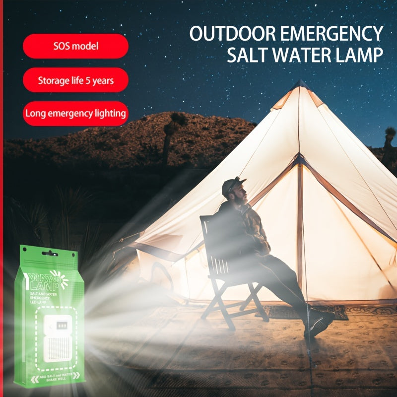 Salt Water Emergency Lamp, LED Light, No Charge Needed, Long-Term Outdoor Lighting, Add Water To Lighten, Portable With Rope Hole For Camping