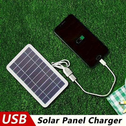 1pc Waterproof Solar USB Charger Panel, 2W Portable, Conductive Material, Non-Removable Photovoltaic Product, with for Outdoor Travel, Camping, Power Bank, Phone, Flashlight, Fan
