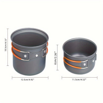 6pcs Portable Aluminum Alloy Camping Cookware Set - Compact Outdoor Cooking Gear with Lightweight Pot, Stove, Spoon, Transport Mesh Bag - Ideal for Backpack Hiking, Picnic | Uncharged Stainless Steel Equipment without Magnesium Rod/Flint