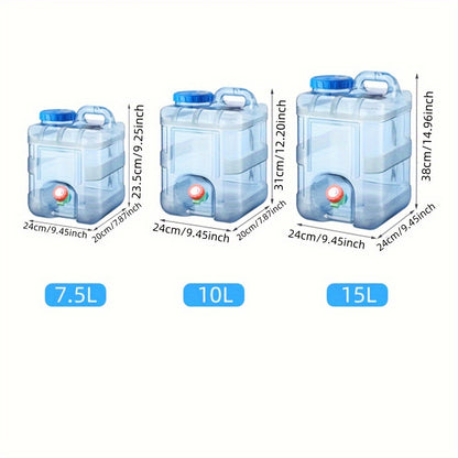 Food-Grade Safe Portable Water Storage Containers With Spigots, 7.5L/10L/15L, For Camping, Car Travel, And Emergency Preparedness, Large Opening For Easy Cleaning