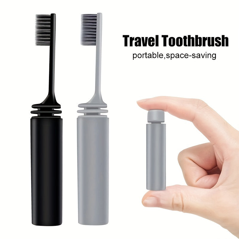 Portable Compact Charcoal Folding Toothbrush - Perfect for Travel, Camping, and Hiking - Easy to Take and Efficient Teethbrush