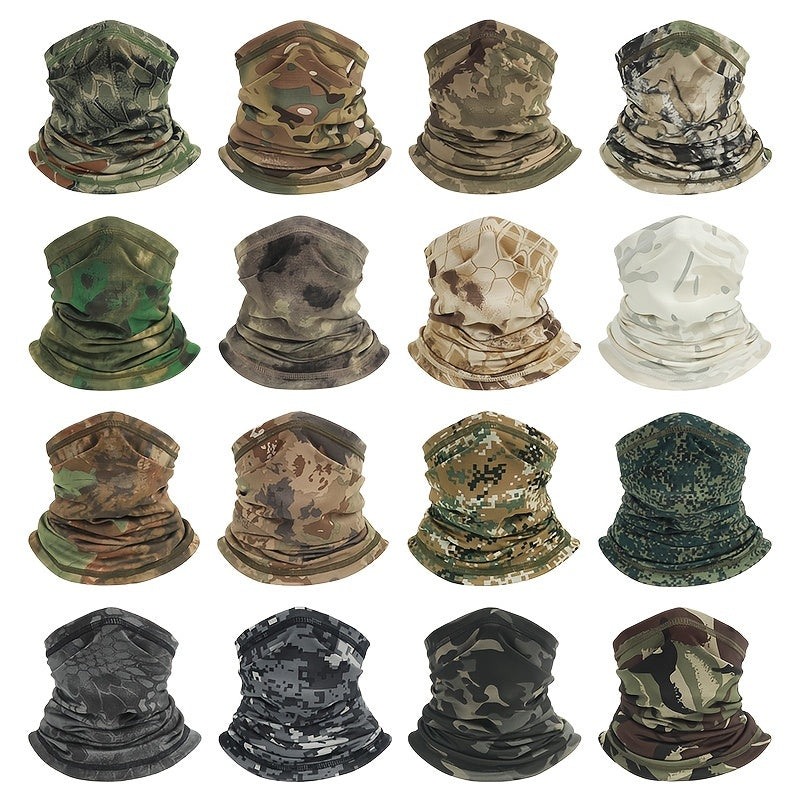 Men's Breathable Camo Neck Gaiter - Quick-Dry, UV Protection Cycling Scarf | Windproof & Dustproof Face Cover for Outdoor Sports, Hiking, Fishing, Running & Motorcycling | Polyester Knit Mesh Neck Warmer