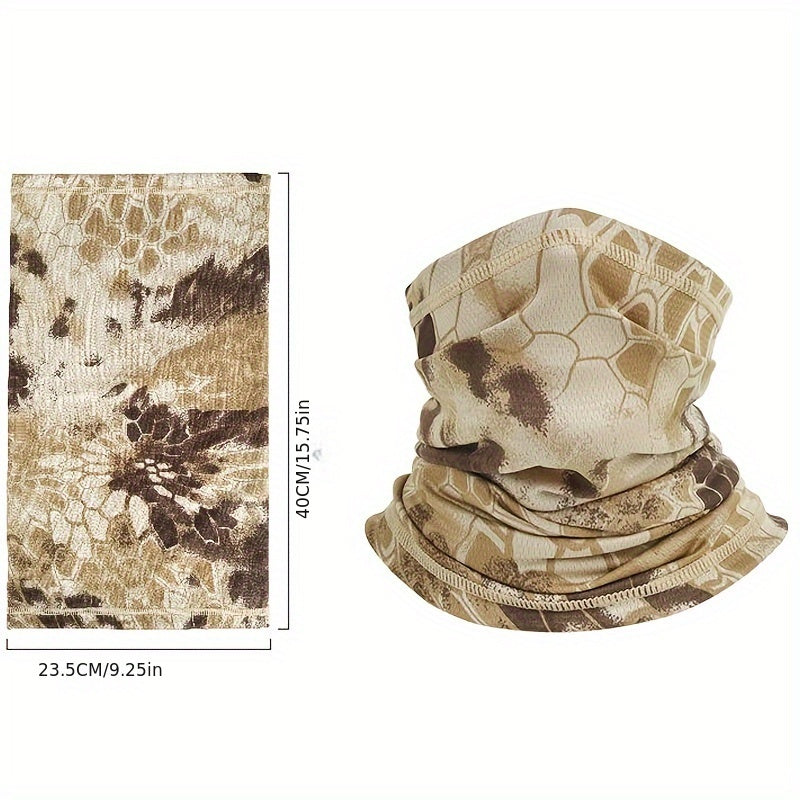 Men's Breathable Camo Neck Gaiter - Quick-Dry, UV Protection Cycling Scarf | Windproof & Dustproof Face Cover for Outdoor Sports, Hiking, Fishing, Running & Motorcycling | Polyester Knit Mesh Neck Warmer