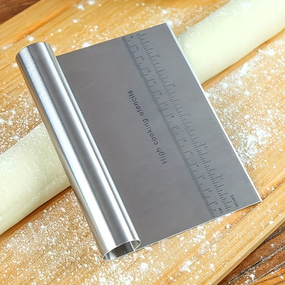 Stainless Steel Bench Scraper, Multipurpose Dough Cutter and Smoother, Pastry Pizza Bread Baking Tool, Kitchen Accessory for Outdoor Cooking and Food Preparation