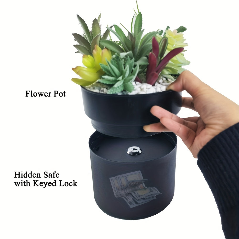 1pc Flower Pot Diversion Safe With Key Lock, Secret Key Safe Lock Box, Flower Pot Key Holder For Outdoor, Garden, Home, Office, Yard Hiding Vault Cash, Plants Not Include
