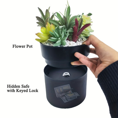 1pc Flower Pot Diversion Safe With Key Lock, Secret Key Safe Lock Box, Flower Pot Key Holder For Outdoor, Garden, Home, Office, Yard Hiding Vault Cash, Plants Not Include