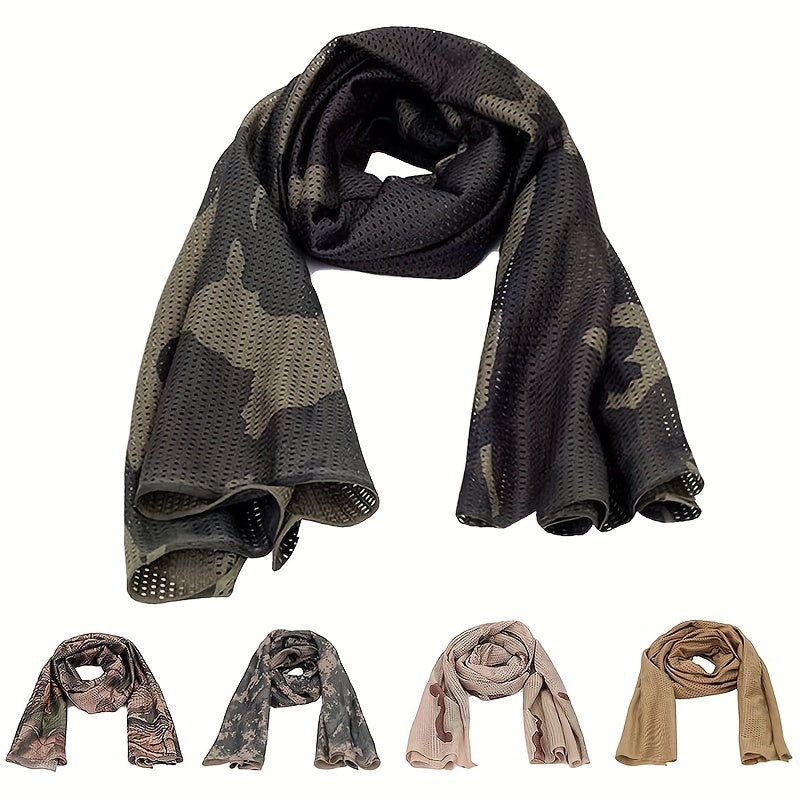 Outdoor Camouflage Net Scarf For Men And Women - Retro Small Square Scarf, Breathable And Lightweight Neck Scarf For Hunting, Running, Climbing, And Camping